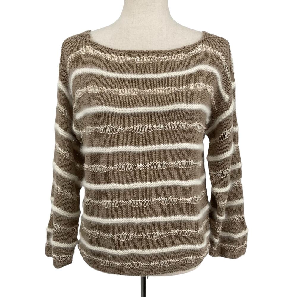 Vintage Naturelle George Georgiou L Linen Blend Knit Lightweight Sweater Striped